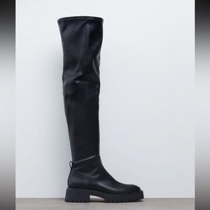 Over the knee tall lug sole boots